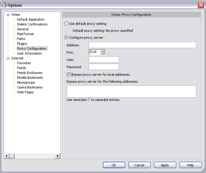 Options dialog